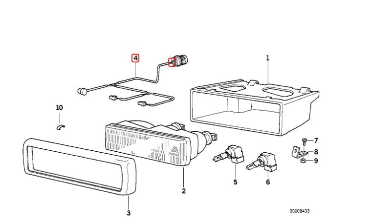 BMW E31 US Spec Complete Headlight Wiring Harness (Pair) BMW # 63128354547
