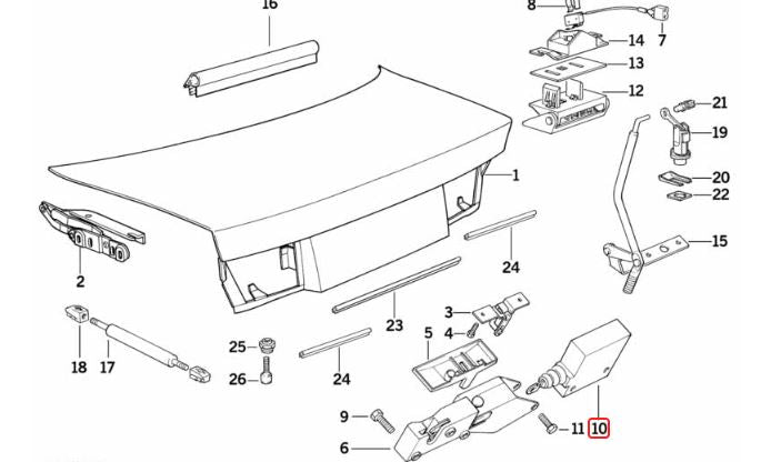 BMW E31 Trunk Lock Actuator Old Part Number for reference: 67111392020 Actuator V12THROTTLE CORP
