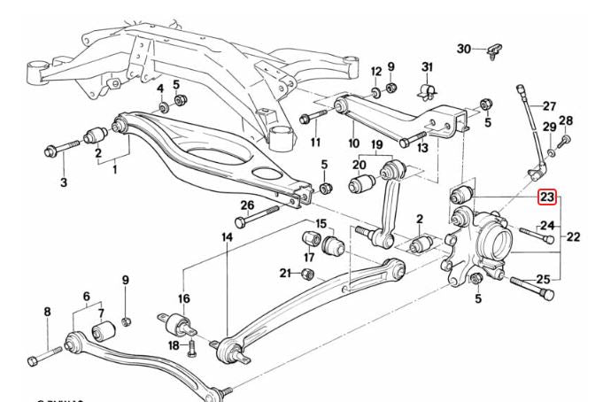 BMW E31 Upgraded upper rear knuckle ball joint bushing (Set of 2) Old BMW Part number for reference: 33321137819