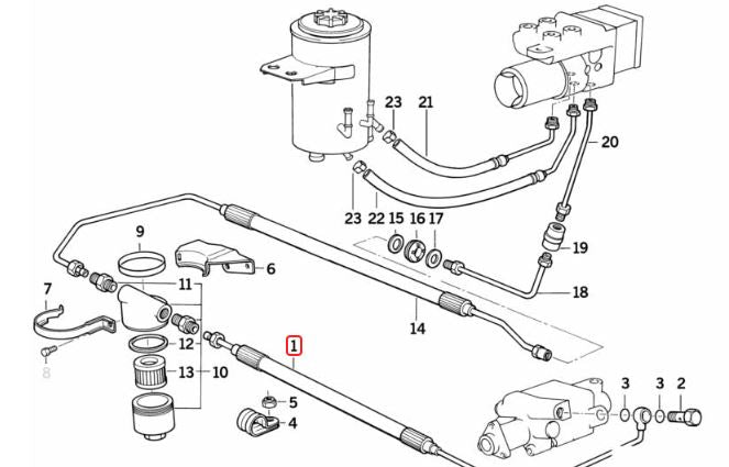 BMW E31 E32 750il 850i 850Ci 850CSI ASC+T Hydraulic Pressure Hose Old BMW Part # 32411137562 Hose V12THROTTLE CORP